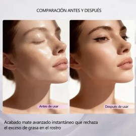 2pcs Polvo Matificador Cremoso Lavanda Maquillaje Mate Textura Seda Control de Aceite Elimina Brillo Facial Larga Duracion ， prebase y polvos fijadore
