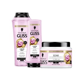 GLISS Shine Booster Hair Serum (100 ml) SOS Set with Gliss Shampoo Liquid Silk (250 ml) Shine Shampoo & Conditioner Liquid Silk (200 ml) Care Conditioner & SOS Intensive Treatment Liquid Silk (5 x 15