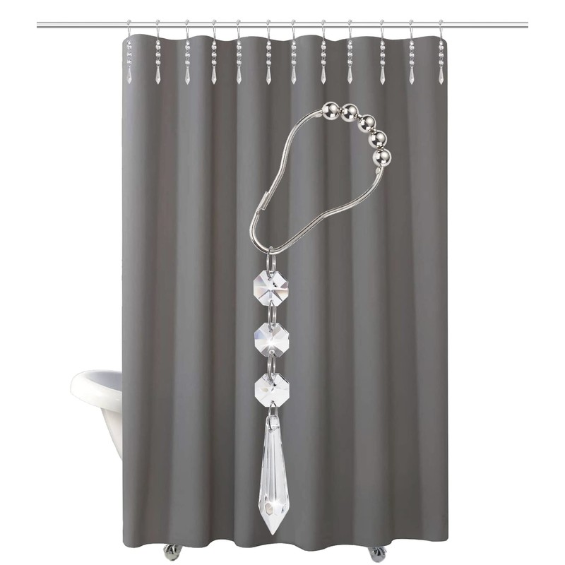 Yapicoco Shower Curtain Hooks Rings for Bathroom, 12PCS Gemstone Crystal