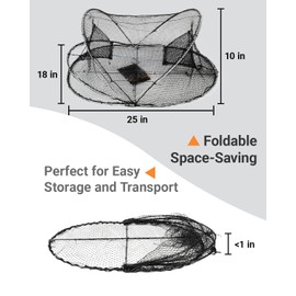 Collapsible Crawfish Crab Trap 24"x18"x8", Fishing Accessories Multi One Size