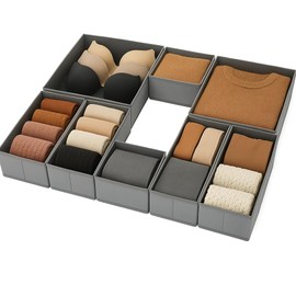 8-Pack Fabric Drawer Organizers – Foldable Closet Storage Bins for Clothes, Underwear, Baby Items & Bras | Dresser Drawer Dividers for Bedroom, Closet & Nursery Organization