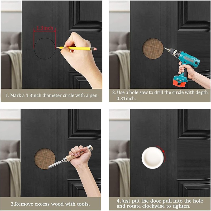 MOROBOR 4 Pack Closet Door Finger Pull, Plastic Round Sliding