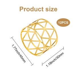 12Pcs Napkin Rings,FUNCYboo Gold Napkin Rings Set Metal Napkin Rings Napkin Holder for Wedding Party Christmas Dinner Table Decorations(Gold)