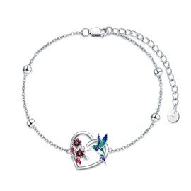 LONAGO Hummingbird Bracelet Sterling Silver Hummingbird Chain Bracelet Jewelry Gift for Women