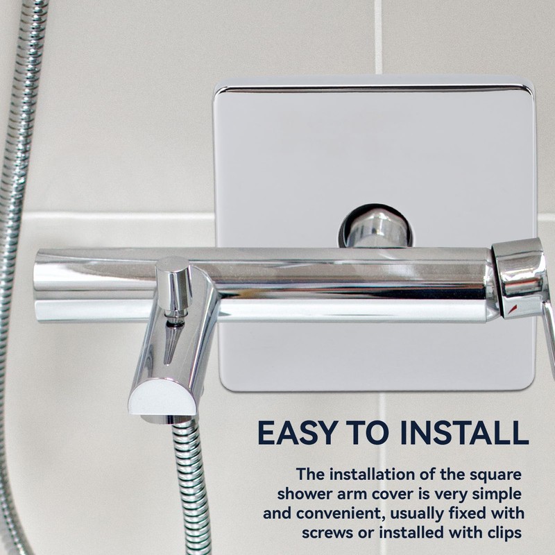 2pcs Square Shower Arm Cover Plate, Stainless Steel Shower Arm