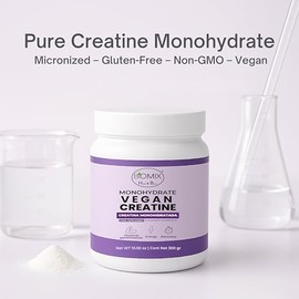 Biomix Creatina Monohidratada Vegana 5000mg, Grado Farmacéutico Micronizada 2X Absorción, Cero Aditivos, Cero Rellenos, Fuerza, Energía, Recuperación 