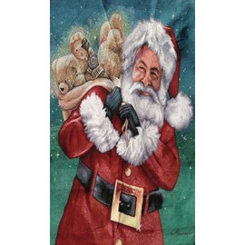 Decorative SANTA with HIS TOY SACK Large TAPESTRY Wall Hanging or Blanket Throw Top (27 Inches x 47 Inches Tall)