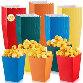 Geiserailie 100 Pcs Mini Popcorn Boxes for Party Colorful Paper Candy Treat Favor Containers Buckets Supplies for Movie Theater Back to School Birthday Carnival Bridal Decorations(Rainbow)