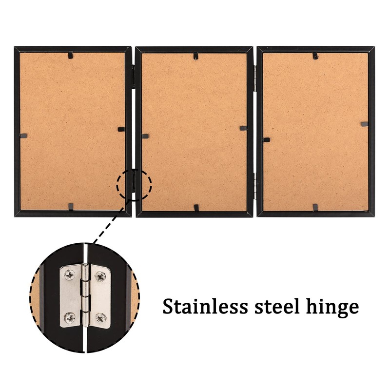ORIVAN 4x6 Triple Picture Frame Hinged 3 Photos Folding Photo