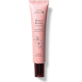 100% Pure Crema Facial de Retinol y Rosa Mosqueta con Péptidos y Ceramidas, Hidratante Antiedad, 40 ml