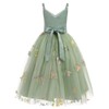 OBEEII Flower Girl Dress for Wedding Pleated V Neck Satin
