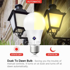 Sengled Dusk to Dawn Light Bulbs Outdoor, 3000K Soft White, A19 LED Sensor Light Bulbs 10.5 Watt Equivalent, 1200LM, Automatic Photocell Light Bulb for Outdoor Lighting, 4 Pack