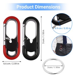 Pack of 2 Key Ring Carabiner, Key Carabiner with 4 Key Rings, Carabiner Hook, Key Ring Carabiner, Key Ring Car Key for Men and Outdoor Use