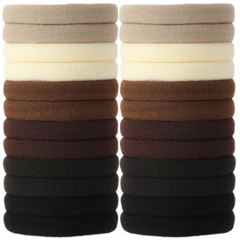 SUTHIA Brown Hair Ties for Thick Hair 120 Pack, Nylon Hair Ties No Damage Hair Ties Bulk Hair Ties Thick Hair Elastic Hair Ties Ouchless Hair Ties for Women Cloth Ponytail Holders Fabric Hair Bands