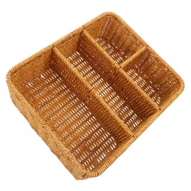 iplusmile Compartments Woven Basket Multipurpose Storage Bin for Cosmetics Remote Controls More Stylish Desktop Organizer for Home Office Nursery Easy to Clean Space Saving