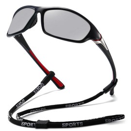 with Full lens Readers Wrap Around Sport Magnifying Safety Reading Glasses photochromic Goggles with Readers　for Men (black red, 1.25, x)