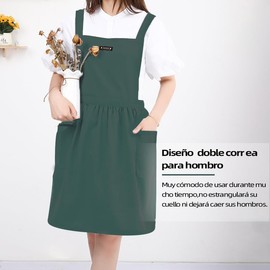 UTJCNVC 2 Piezas Mandiles de Cocina Mujer,Delantal de Cocina cruzados de algodón impermeables con 2 bolsillos grandes,Mandil Moda para asar, barbacoa, cocinar, hornear, jardinería, restaurante