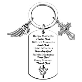 Lelekdo Inspirational Christian Gifts for Women Christian Faith Spiritual Gifts for Friend Mom Teens Bible Verses Healing Keychain Cross Keychain Godly Gift for Men