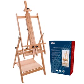 U.S. Art Supply Large Adjustable H-Frame Multi-Purpose Studio Artist Easel - 88" High, Holds 59" Canvas - Sturdy Wooden Floor Painting Holder, Display Stand, Designed as Painting Easel for Adults