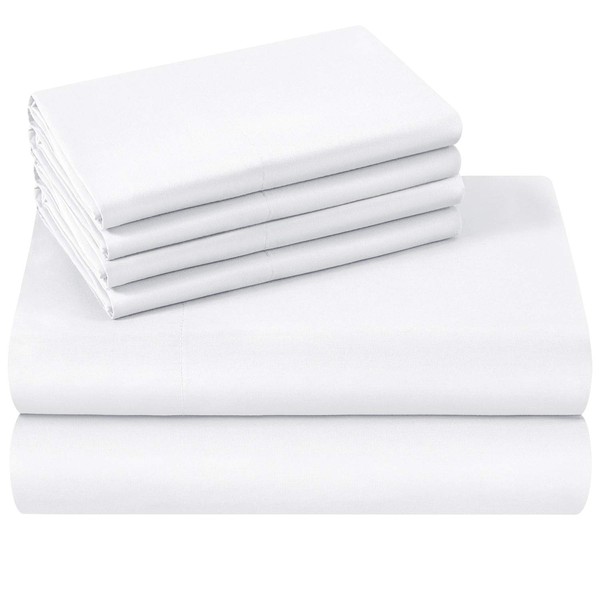 HOMEIDEAS Queen Size Bed Sheets - 6 Piece Set (White)