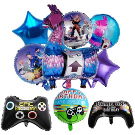 9pcs Video Game Party Supplies for Birthday Party,Giant Video Game Foil Balloons,Happy Birthday Balloons for Kids Boys Game Gaming Theme Birthday Party Decorations