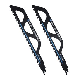 MUOZLOP 12 inch Masonry Reciprocating Saw Blades,2TPI Carbide Blade Strong teeths for Cutting Brick, Cement, Porous Concrete,2 Pack (2, 12 inch)