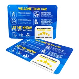 NIVRANA Rideshare Car Sign 2-Pack — Better Customer Relations, Higher Ratings and More Tips with Universal Sign, Accessory for Rideshare Drivers – 9” x 6” (Blue and White)