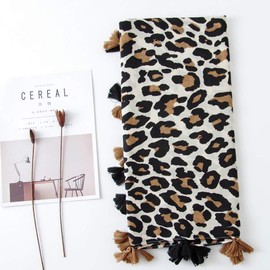 LEX STANDARD SM002 Women's Scarf, Stole, Leopard Print, Large, Animal Design