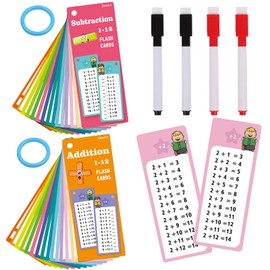 2 Set of Time Tables Flash Cards, Kids Math Flash Cards with 4 Pens, 1-12 Times Tables, Multiplication Tables for Kids, Times Table Flash Cards, Multiplication Flash Cards (Addition And Subtraction)
