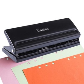 Kiswleon 6 Hole Punch Binder Puncher, Office Binder Puncher for Adjustable Spacing Metal Hole Punch for A3 A4 A5 A6 B3 B3 B4 B5 B6 B7 Size Six Ring Binder Planner, 8 Sheets Punching Capacity (Black)