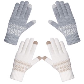 Chalier 2 Pairs Touchscreen Gloves Women's Winter Gloves Cotton Gloves Winter Warm with Cashmere Multiple Ways -