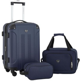 Travelers Club Chicago Hardside Expandable Spinner Luggage, Navy Blue, 3 Piece Set