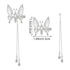 yueton 4 Pack Moving Butterfly Tassel Hair Clips Fluttering Butterfly Hair Clips with Removable Tassel Hair Accessories for Women