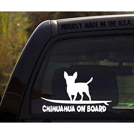 OhioDecals.com Chihuahua on Board - Funny Dog Breed Decal Sticker for car or Truck Window