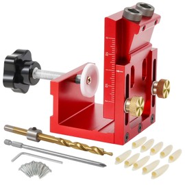 3-in-1 Pocket Hole Jig Kit for Woodworking: Accurate Angled Carpentry with Versatility for Joint Angle, Includes ‎Drill Bit and Plugs * 10