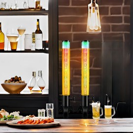 3PCS Drink Tower: 3L/100oz Mimosa Tower Dispenser with Ice Tube and LED Light, 3.17 Qt Tabletop Beer Dispense for Bars Parties Pubs Restaurants (3PCS-3L)