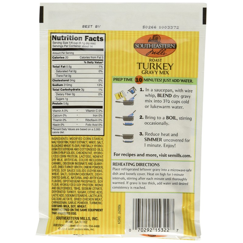 Southeastern Mills Roast Turkey Gravy Mix, 3 Oz. Package (Pack