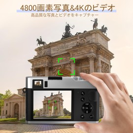 SIXTARY 4K Digital Camera, 48 Megapixels, Autofocus, Image Stabilization, 16x Zoom, Multifunctional, For Beginners, Lightweight, Finder, Mode Dial, Genuine Leather Camera Bag Included, 32G Card Included