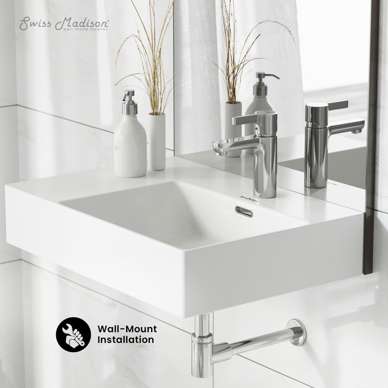 Swiss Madison SM-WS323 St. Tropez Wall Hung Sink with Right