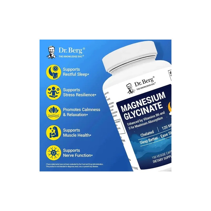 Berg Glicinato Magnesio 120mg Relajación Sueño 150cáps