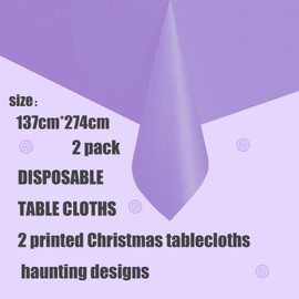 2Pcs 137*274cm Purple Disposable TableCloth Table Covers,Rectangular Dining Disposable Tablecovers Plastic Purple Table Cloth Party for Picnic,Baby Shower,Christmas,Birthday Parties Decorations
