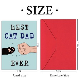 Milianquill Fathers Day Card from Cat - 5x7 inch Funny Cat Dad Fathers Day Card with Envelope, Cats Dad Father's Day Gifts for Father Husband Son Uncle, Best Cats Dad's Gifts from Wife Daughter Son