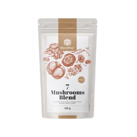 MycoWay Blend of Seven Mushrooms Powdered Extracts - 250g - 62 Servings - Strong Natural Extracts - Energy Boost - Comprehensive Body Support