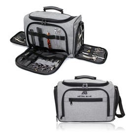 Aston Blue Barber Kit Bag Hairdressing Session Bag- Ykk Zips - Mobile Hairdresser Equipment Bag Barbering Tool Kit Holder Grey