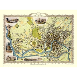 History Portal Limited Edition 1000 Piece Jigsaw Puzzle - Map of Bristol 1851 by John Tallis