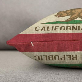 HOSNYE Bear Throw Pillow Cover California Republic State Flag of America Isolated Linen Fabric for Couch Bed Sofa Car Waist Cushion Cover 12 x 20 inch Pillow Case