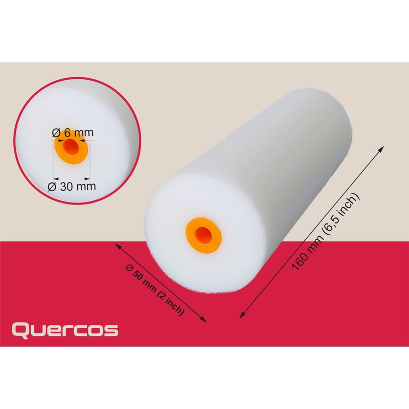 Quercos. Replacement Midi Foam Roller 6.3" Straight Mini Rollers for