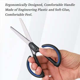 MultiBey 6.6-Inch Scissors - Stainless Steel Coated Cute Craft Scissors for Office, Home & Sewing, Ergonomic Comfort-Soft-Grip for Right & Left Hands (Dark Blue)