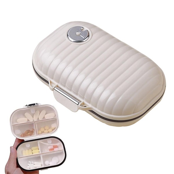 Portable Pill Box, Organiser, Donation Box, Jewellery Box, Ideal for Travel and Transporting Small Items on the Go, 7 Compartments, Milky White (Large)