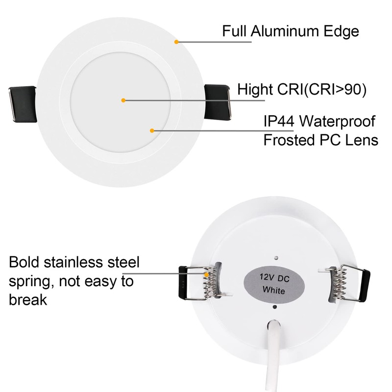 RVZONE RV Boat Recessed Ceiling Light 6 Pack 12V LED